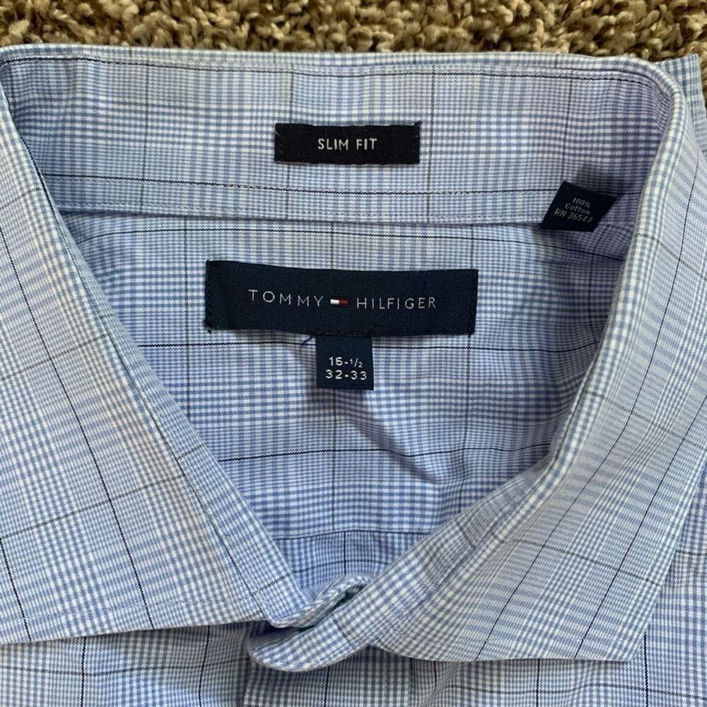 Tommy Hilfiger Mens Dress Shirt 16.5 32/33 - Picture 3 of 4